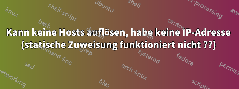 Kann keine Hosts auflösen, habe keine IP-Adresse (statische Zuweisung funktioniert nicht ??)