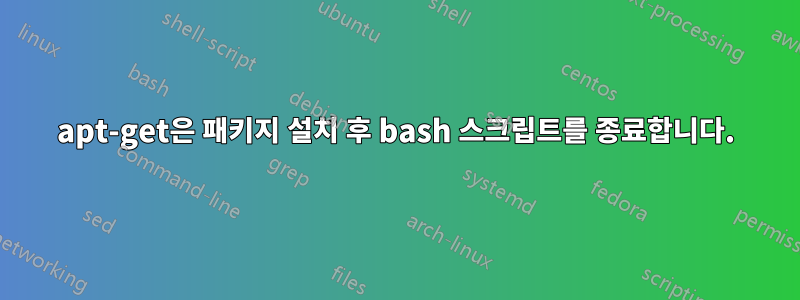 apt-get은 패키지 설치 후 bash 스크립트를 종료합니다.