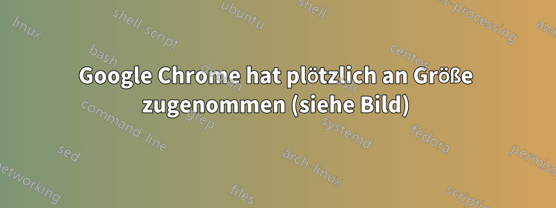 Google Chrome hat plötzlich an Größe zugenommen (siehe Bild)