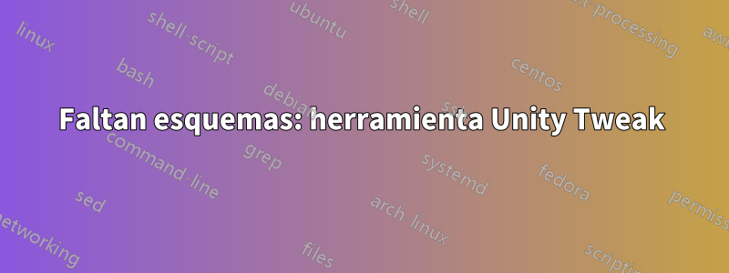 Faltan esquemas: herramienta Unity Tweak