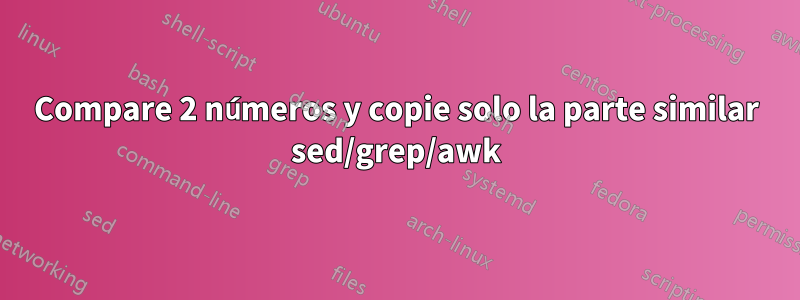 Compare 2 números y copie solo la parte similar sed/grep/awk