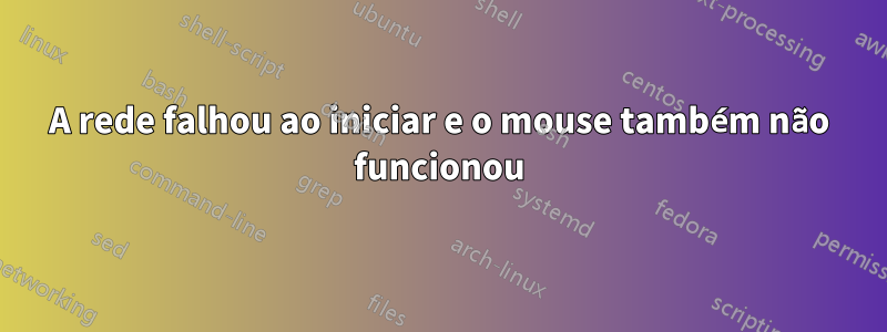 A rede falhou ao iniciar e o mouse também não funcionou