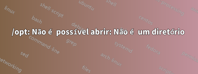 /opt: Não é possível abrir: Não é um diretório
