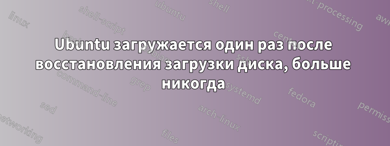 Ubuntu загружается один раз после восстановления загрузки диска, больше никогда