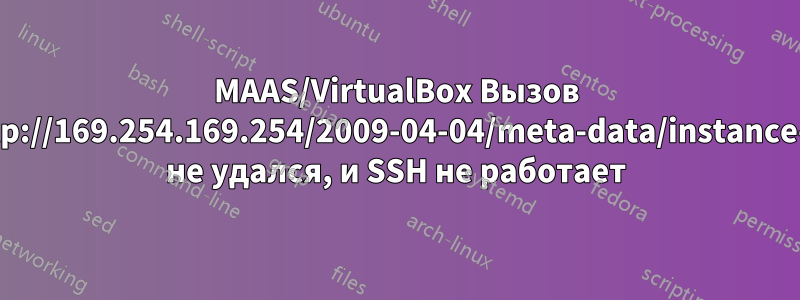 MAAS/VirtualBox Вызов «http://169.254.169.254/2009-04-04/meta-data/instance-id» не удался, и SSH не работает