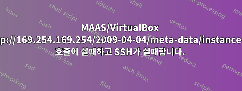 MAAS/VirtualBox 'http://169.254.169.254/2009-04-04/meta-data/instance-id' 호출이 실패하고 SSH가 실패합니다.
