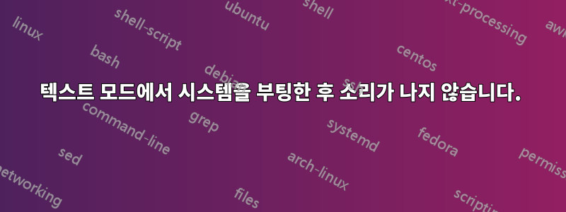 텍스트 모드에서 시스템을 부팅한 후 소리가 나지 않습니다.