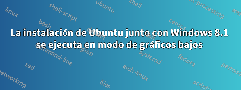 La instalación de Ubuntu junto con Windows 8.1 se ejecuta en modo de gráficos bajos