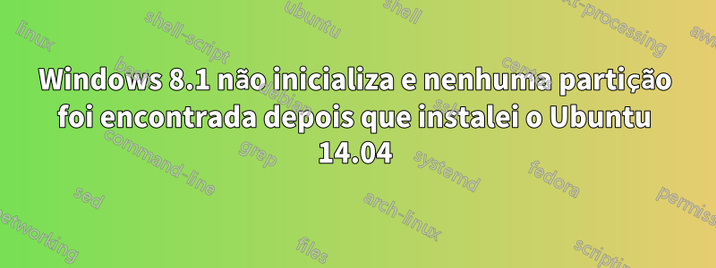 Windows 8.1 não inicializa e nenhuma partição foi encontrada depois que instalei o Ubuntu 14.04