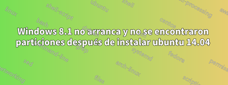 Windows 8.1 no arranca y no se encontraron particiones después de instalar ubuntu 14.04