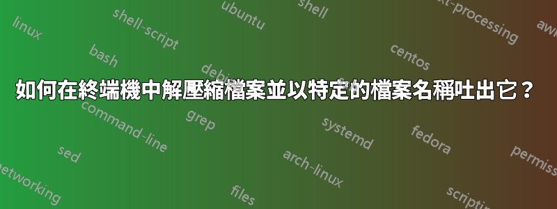 如何在終端機中解壓縮檔案並以特定的檔案名稱吐出它？