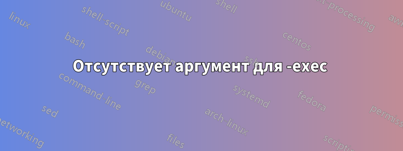 Отсутствует аргумент для -exec