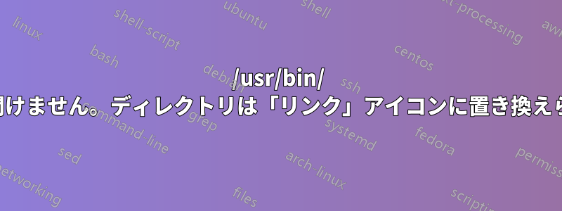 /usr/bin/ 内のディレクトリは開けません。ディレクトリは「リンク」アイコンに置き換えられているようです。