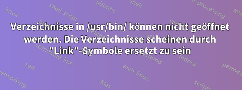 Verzeichnisse in /usr/bin/ können nicht geöffnet werden. Die Verzeichnisse scheinen durch "Link"-Symbole ersetzt zu sein