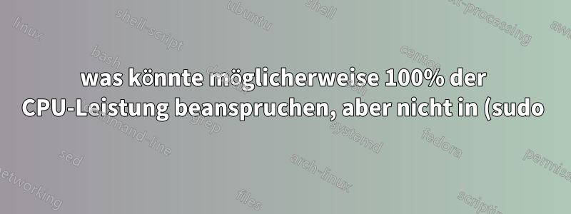 was könnte möglicherweise 100% der CPU-Leistung beanspruchen, aber nicht in (sudo) top angezeigt werden