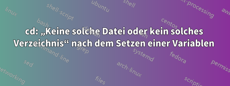 cd: „Keine solche Datei oder kein solches Verzeichnis“ nach dem Setzen einer Variablen