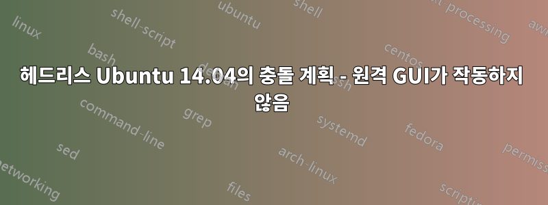 헤드리스 Ubuntu 14.04의 충돌 계획 - 원격 GUI가 작동하지 않음