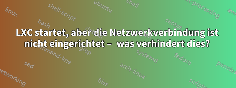 LXC startet, aber die Netzwerkverbindung ist nicht eingerichtet – was verhindert dies?