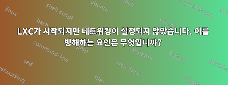 LXC가 시작되지만 네트워킹이 설정되지 않았습니다. 이를 방해하는 요인은 무엇입니까?