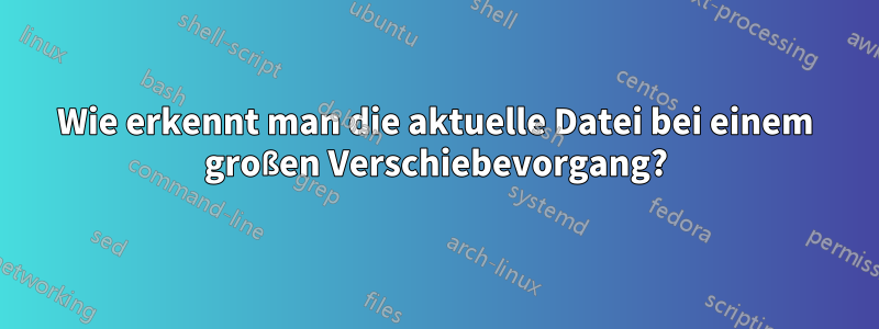 Wie erkennt man die aktuelle Datei bei einem großen Verschiebevorgang?