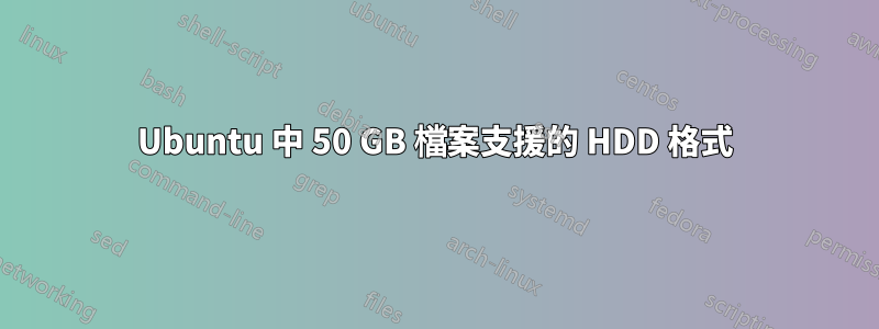 Ubuntu 中 50 GB 檔案支援的 HDD 格式