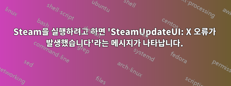 Steam을 실행하려고 하면 'SteamUpdateUI: X 오류가 발생했습니다'라는 메시지가 나타납니다.
