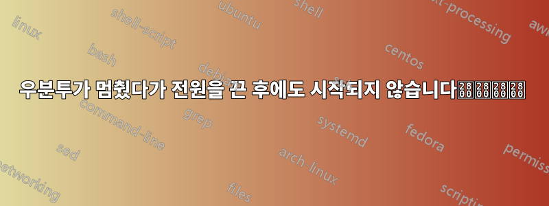 우분투가 멈췄다가 전원을 끈 후에도 시작되지 않습니다⠀⠀⠀⠀