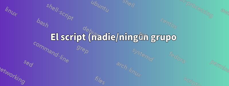 El script (nadie/ningún grupo) no puede escribir archivos en el recurso compartido NTFS: permiso denegado. La raíz puede escribir.