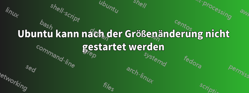 Ubuntu kann nach der Größenänderung nicht gestartet werden