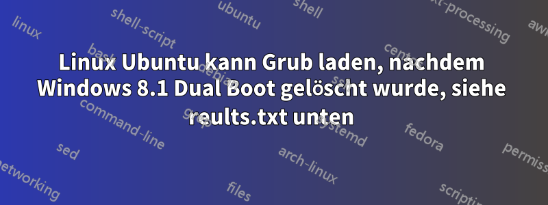 Linux Ubuntu kann Grub laden, nachdem Windows 8.1 Dual Boot gelöscht wurde, siehe reults.txt unten