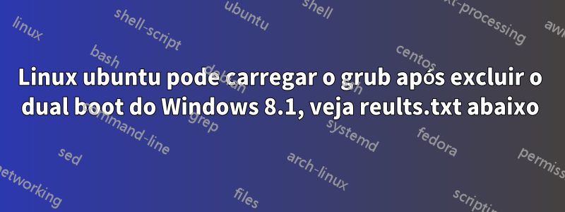 Linux ubuntu pode carregar o grub após excluir o dual boot do Windows 8.1, veja reults.txt abaixo