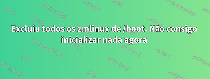 Excluiu todos os zmlinux de /boot. Não consigo inicializar nada agora