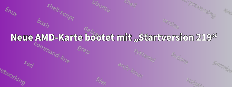 Neue AMD-Karte bootet mit „Startversion 219“ 