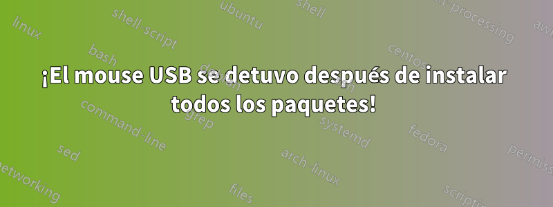 ¡El mouse USB se detuvo después de instalar todos los paquetes!