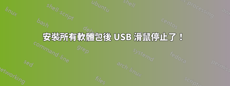 安裝所有軟體包後 USB 滑鼠停止了!