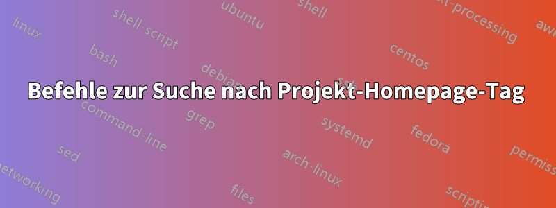 Befehle zur Suche nach Projekt-Homepage-Tag