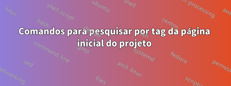 Comandos para pesquisar por tag da página inicial do projeto