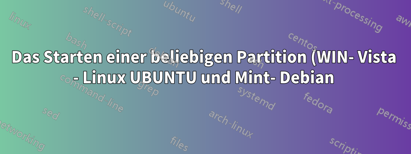 Das Starten einer beliebigen Partition (WIN- Vista - Linux UBUNTU und Mint- Debian) ist nur mit CD -Grub2 möglich)