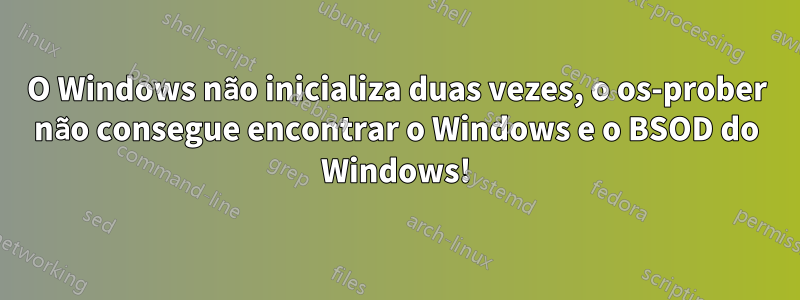 O Windows não inicializa duas vezes, o os-prober não consegue encontrar o Windows e o BSOD do Windows!