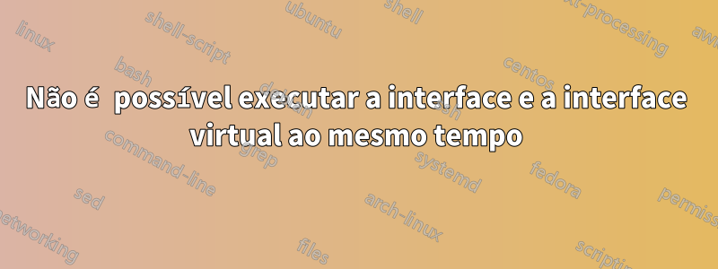 Não é possível executar a interface e a interface virtual ao mesmo tempo