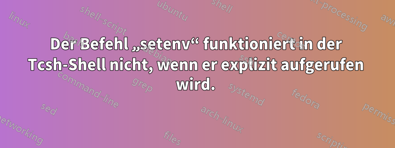 Der Befehl „setenv“ funktioniert in der Tcsh-Shell nicht, wenn er explizit aufgerufen wird.