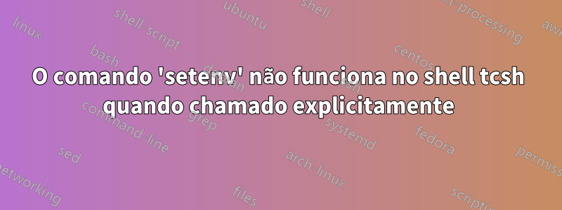 O comando 'setenv' não funciona no shell tcsh quando chamado explicitamente