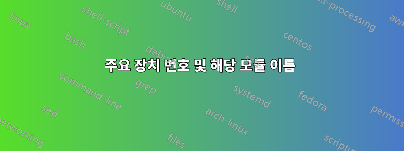 주요 장치 번호 및 해당 모듈 이름
