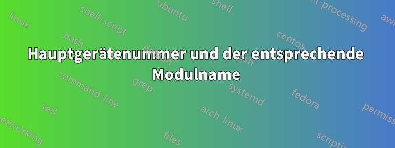 Hauptgerätenummer und der entsprechende Modulname