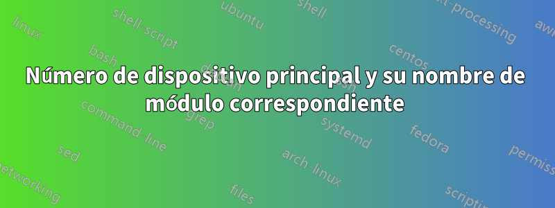Número de dispositivo principal y su nombre de módulo correspondiente