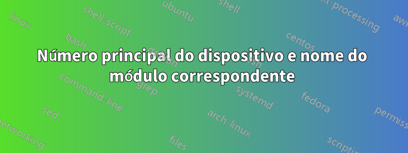 Número principal do dispositivo e nome do módulo correspondente