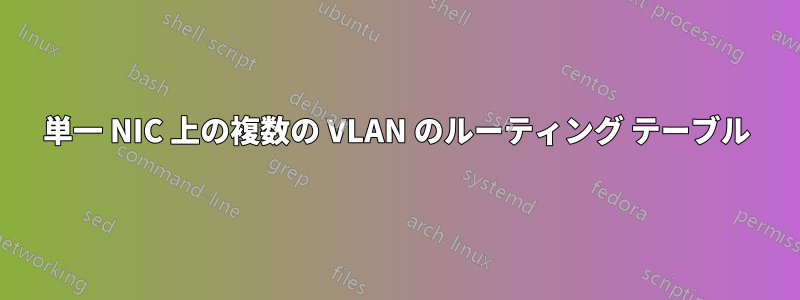 単一 NIC 上の複数の VLAN のルーティング テーブル