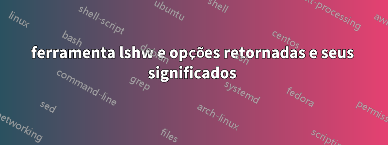 ferramenta lshw e opções retornadas e seus significados
