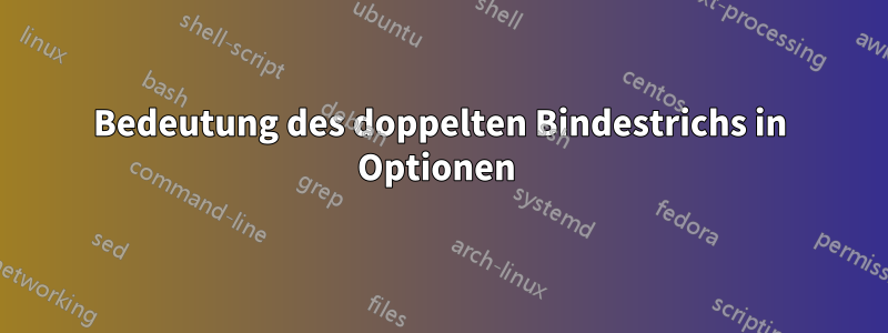 Bedeutung des doppelten Bindestrichs in Optionen