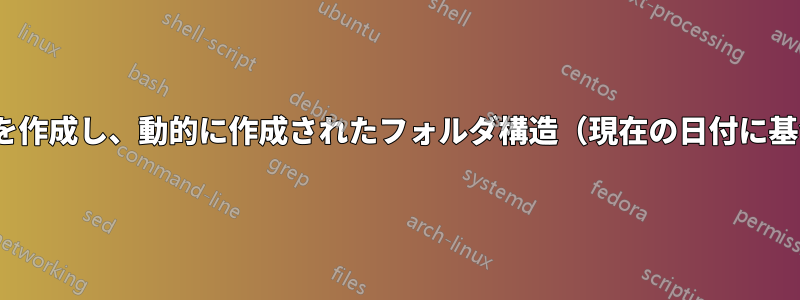 upstartを使用してサービスを作成し、動的に作成されたフォルダ構造（現在の日付に基づく）にログを出力します。
